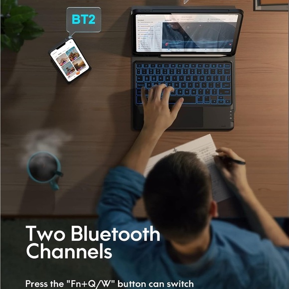 iPad Air 11 Inch Case with Keyboard (M2, 2024), 7-Color Backlight, - Picture 3 of 5